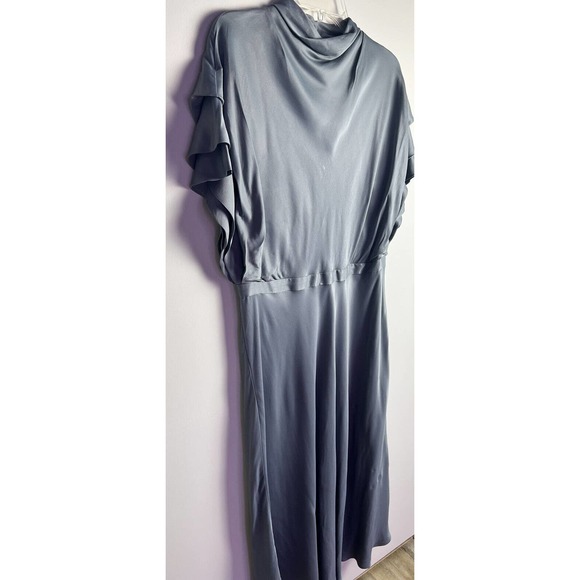 ANTHROPOLOGIE Women’s Madeline MIDI Dress Ruched Cap Sleeve Mock Neck Sz 14 - Picture 7 of 16